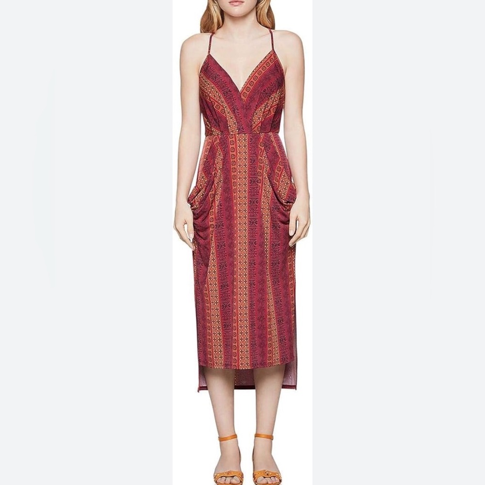 BCBGeneration Burgundy and Mustard Printed Maxi Dress